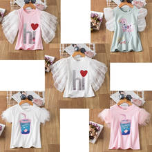 Summer Fashion Girls Unicorn T-shirt Children Short Sleeves Red love Cotton Tops Kids Boys Cartoon Print Tees Birthday Clothes 2024 - buy cheap