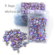 Free shipping Wholesale 5 bags mixed shape sew on glass Crystal purple AB silver base rhinestones diy dress/Clothing accessories 2024 - buy cheap