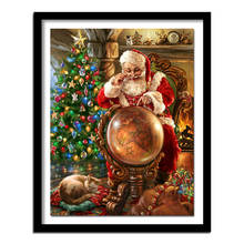 Pintura diamante ponto cruz papai noel presente de natal quadrado cheio resina diamante bordado artesanal decoração para casa 2024 - compre barato