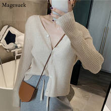 Autumn Long Sleeve knitted Sweater V-neck Single-Breasted Cardigan Sweater women Solid Casual Sweaters For Women Jumper 11135 2024 - buy cheap