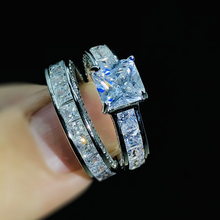 Anel de prata cor conjunto com aaaaa bling zircon pedra anel para mulheres moda jóias casamento anel de noivado 2021 2024 - compre barato