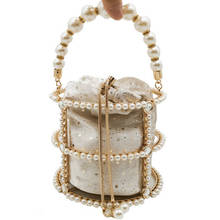 Korea Fashion Luxury Top Quality Pearl Beaded Handmade Clutch Bag Purse Bucket Pear Stone Purse Wedding Evening Handbag 2024 - buy cheap
