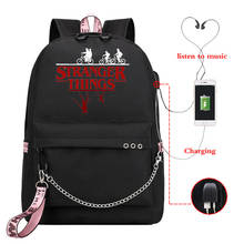 Printing Laptop Backpack Girls Usb Charging Bag Pack Stranger Things Children School Bags Female Travel Mochila Bag 2024 - buy cheap