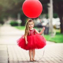 Summer Toddler Kids Baby Girls Solid Color Ball Gown Sleeveless Sequins Tulle Tutu Backless Love Heart Party Dress for 1-5T 2024 - buy cheap