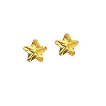 New Pure 18K Yellow Gold Earrings Women AU750 Gold Five Star Stud Earrings 2024 - buy cheap