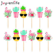 1set Pineapple Flamingo Cupcake Toppers Flamingo Wedding Party Cake Wrappers Hawaiian Party Supplies Birthday Cake Decorations 2024 - buy cheap