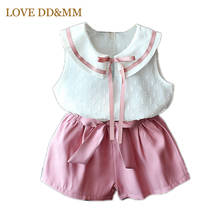 LOVE DD&MM Girls Sets 2022 Summer New Children's Wear Cute Girl Bow Doll Collar Sleeveless Shirt + Chiffon Loose Tie Shorts Set 2024 - buy cheap