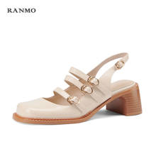 Summer 2021 New Mary Jane Sandal Paddle Sandal Women's Sandal Casual Buckle Sandal Leather Sandal Office Sandal Luxury Shoes 2024 - buy cheap