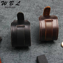 WBL New Fashion Men Wide Genuine Leather Bracelet Brown Wide Cuff Bracelets & Bangles Punk Wristband Men Jewelry Vintage 2024 - buy cheap