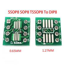 Placa de transferência pcb ssop8 sop8 tssop8 para dip8, adaptador de passo de pino dip, 20 peças 2024 - compre barato