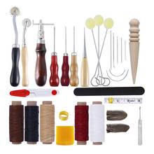 Leather Sewing Tools Set DIY Leather Craft Hand Stitching Tool Kit Groover Awl Waxed Thread Thimble Set 2024 - buy cheap