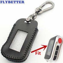 Flymelhor capa de couro genuíno para chaves, capa com 4 botões para sistema de alarme de carro starline a93/a63/a96, chaveiro l541 2024 - compre barato