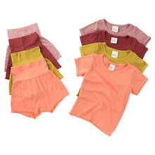 2021 1-4Y KIds Baby Boy Girl Clothing Homewear Solid Color Short Sleeve Top+High Waist Shorts 2pcs Sleepwear Outfits 2pcs 2024 - buy cheap