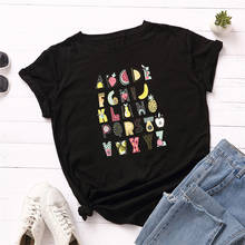Plus Size S-5XL New Alphabet Print TShirt Women Shirts 100%Cotton O Neck Short Sleeve Summer T Shirt Tops Kawaii T-shirt 2024 - buy cheap