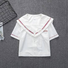 Uniforme de algodón 2020 Blanco japonés para estudiantes, uniforme de marinero Jk, Top s-xl, uniformes de escuela secundaria, camisa blanca de manga corta 2024 - compra barato