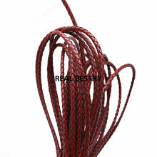 2m/lot approx 3mm red Round Genuine Braided Leather Rope String Cord For Jewelry Making DIY Bracelet Necklace Craft Jewelry 2024 - buy cheap
