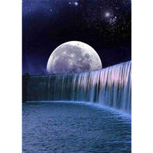 5d diamond painting moon night waterfall landscape wall art diamond mosaic painting home decoration 2024 - buy cheap