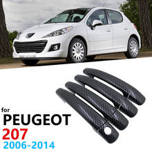 Gloss Black Carbon Fiber Car Door Handles Cover for Peugeot 207 207SW SW CC 2006~2014 Car Accessories Sticker Catch Auto Styling 2024 - buy cheap