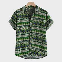 Mens Beach Hawaiian Shirt Tropical Summer Short Sleeve Shirt Men Brand Clothing vintage Cotton Button Down Shirts Plus Size 2024 - buy cheap