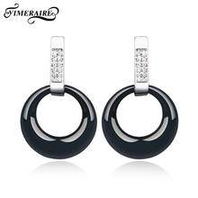 Pendientes redondos sencillos de cerámica para mujer y niña, aretes elegantes con estilo de personalidad, joyería, regalo de fiesta, novedad 2024 - compra barato