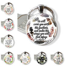 WG 1pc Fashion Bible Verse Time Gem cabochon Glass Ball Keychain Keyring Pendant Jewellry For Christian Gifts 2024 - buy cheap