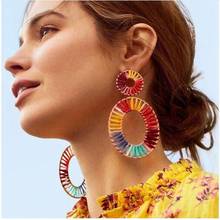 MISANANRYNE Oversized Bohemian Woven Earrings for Women Big Oval Hollow Statement Raffia Rattan Earring 2019 Geometric Jewelry 2024 - buy cheap