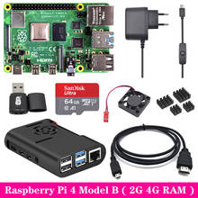 Raspberry Pi 4 Модель B 2G 4G RAM + ABS чехол + охлаждающий вентилятор + зарядное устройство + алюминиевый радиатор для Raspberry Pi 4 Model B 2024 - купить недорого