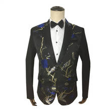 British Style Party Prom Male Unique Design Metal Embroidery Pattern Casual Blazer Jacket Fashion Men's Banquet Slim Fit Suits 2024 - buy cheap