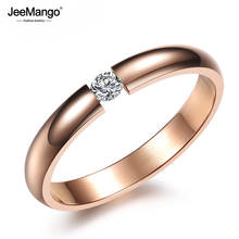 JeeMango Único Anel De Cristal Para As Mulheres em Ouro Rosa/Branco/Preto Cor de Aço Inoxidável Presentes de Casamento Anel de Noivado Jóias JR19101 2024 - compre barato