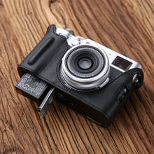 Merkgcam capa de couro genuíno para câmera, capa artesanal de couro para câmera fujifilm x100v fuji x100v 2024 - compre barato