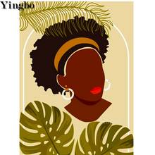 African girl leaves Diamond Painting Full Square round drill Stickers Diamond Embroidery Picture Of Rhinestones Home Decor gift 2024 - buy cheap