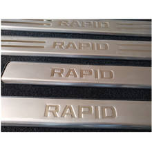 Placa de desgaste de acero inoxidable de alta calidad, Protector de alféizar de puerta, pegatina de estilo de coche para Skoda Rapid 2013 2024 - compra barato