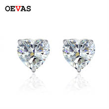 OEVAS 925 Sterling Silver 7*7mm High carbon Heart Diamond stud earrings for women Sparking wedding Engagement party jewelry Gift 2024 - buy cheap