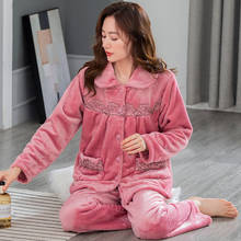 New 2020 Winter Women Pyjamas Thicken Flannel Pajama Sets Thick Warm Dot Pijama Girl Nightgown Sleepwear Set Long Pant M-3XL 2024 - buy cheap