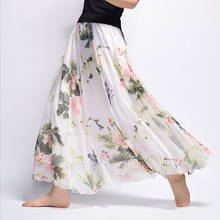 2021Women Long Printed Bust Chiffon Long Skirt Elastic High Waist Floral Skirt Mid-length Big Swing Skirt  Midi Skirt 2024 - buy cheap