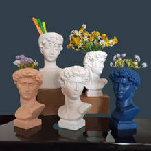 Vaso de imitação de resina criativa, vaso colorido, escultura de davi, cabeça, vaso de flores, acessórios de arranjo, decorações para casa de venus 2024 - compre barato