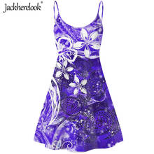 Jackherelook-vestido con espalda descubierta para mujer, Sexy, estampado de hibisco Tribal polinesiano, tirantes finos, sin mangas, corto para playa 2024 - compra barato