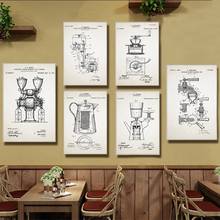 Coffee Patent Vintage Posters and Prints Kitchen Wall Art Decor Coffee Retro Canvas Painting Picture Gift Restaurant Decorations 2024 - buy cheap
