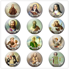 Handmade Round 25mm Glass Cabochon 12 Saint Picture Accessories Gifts for Christian Friends Religious Pendant Jewelry 2024 - buy cheap