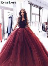 Burgundy Ball Gwon Sweetheart Neck Evening Dresses 2020 Women Prom Gowns Elegant Wine Red Party Night  Vestidos Robe De Soiree 2024 - buy cheap