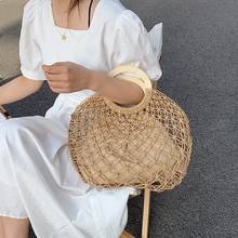 Casual rattan large capacity tote for women wicker woven wooden handbags summer beach straw bag lady big purses travel sac 2021 2024 - buy cheap