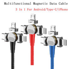 Cable de datos magnético multifuncional 3 en 1, Cable de datos magnético tipo C/Micro180 grados, cargador adaptable para teléfonos 2024 - compra barato