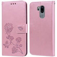 Capa de couro tipo livro de luxo para lg g7 g710 thinq/g7 plus com rosas flores capa tipo carteira com suporte 2024 - compre barato