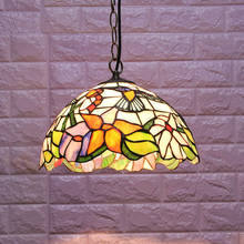 Stained Glass Pendant Lights Rose Flower Tiffany Hanglamp E27 Led Hanging Light Fixture Suspension Luminaire Pendant Lamps 2024 - buy cheap