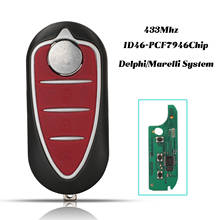 jingyuqin 3Button 433Mhz Folding Remote Car Key Fob For Alfa Romeo Mito GTA Giulietta ID46 PCF7946 Chip Delphi/Marelli System 2024 - buy cheap