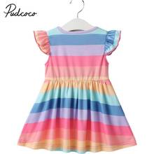 2020 Cute Kids Baby Girl Clothes 0-3Y Rainbow Stripes Sleeveless Dress Summer Casual Soft Cotton Tutu Dress Outfit 2024 - buy cheap