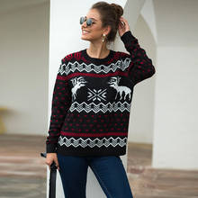 Christmas Sweater with Deer O Neck Autumn Winter Snow Knit Jumpers Womens Pullovers and Sweaters 2024 - buy cheap