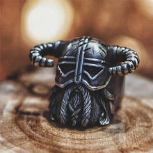 Anillo de guerrero de cuerno vikingo Vintage para hombre, joyería de Caballero de acero inoxidable resistente, estilo nórdico, único, envío directo a tienda 2024 - compra barato