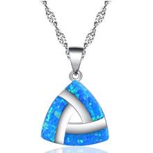 Trendy Silver Color Blue Opals Choker Necklace Women Classic Geometric Triangle Chain Pendant Necklaces Boho Charms Jewelry 2024 - buy cheap