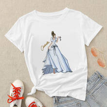 Disney princesa t camisa estética feminina moda meninas 90s tshirt harajuku cinderela impressão gráfico camiseta de verão topo unisex 2024 - compre barato